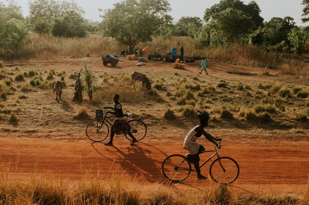 people on road in burkinafaso