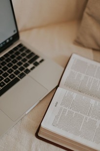 bible beside a computer